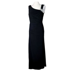 Cachet Gown Draped Back Cowl Neck Elegant Black Sleeveless Size 12
